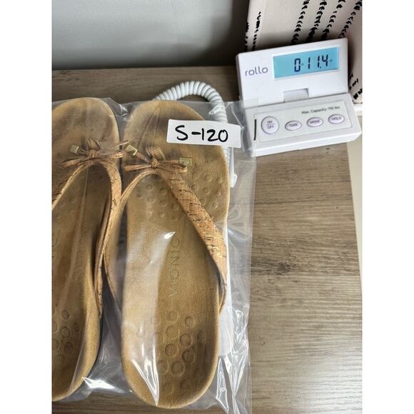 Women's Vionic Bella Orthotic Flip Flops 8 Cork Bow Preppy Resort Outdoor - Picture 11 of 11